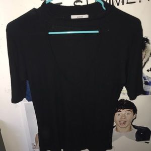 Open Front Black Short Sleeve Shirt